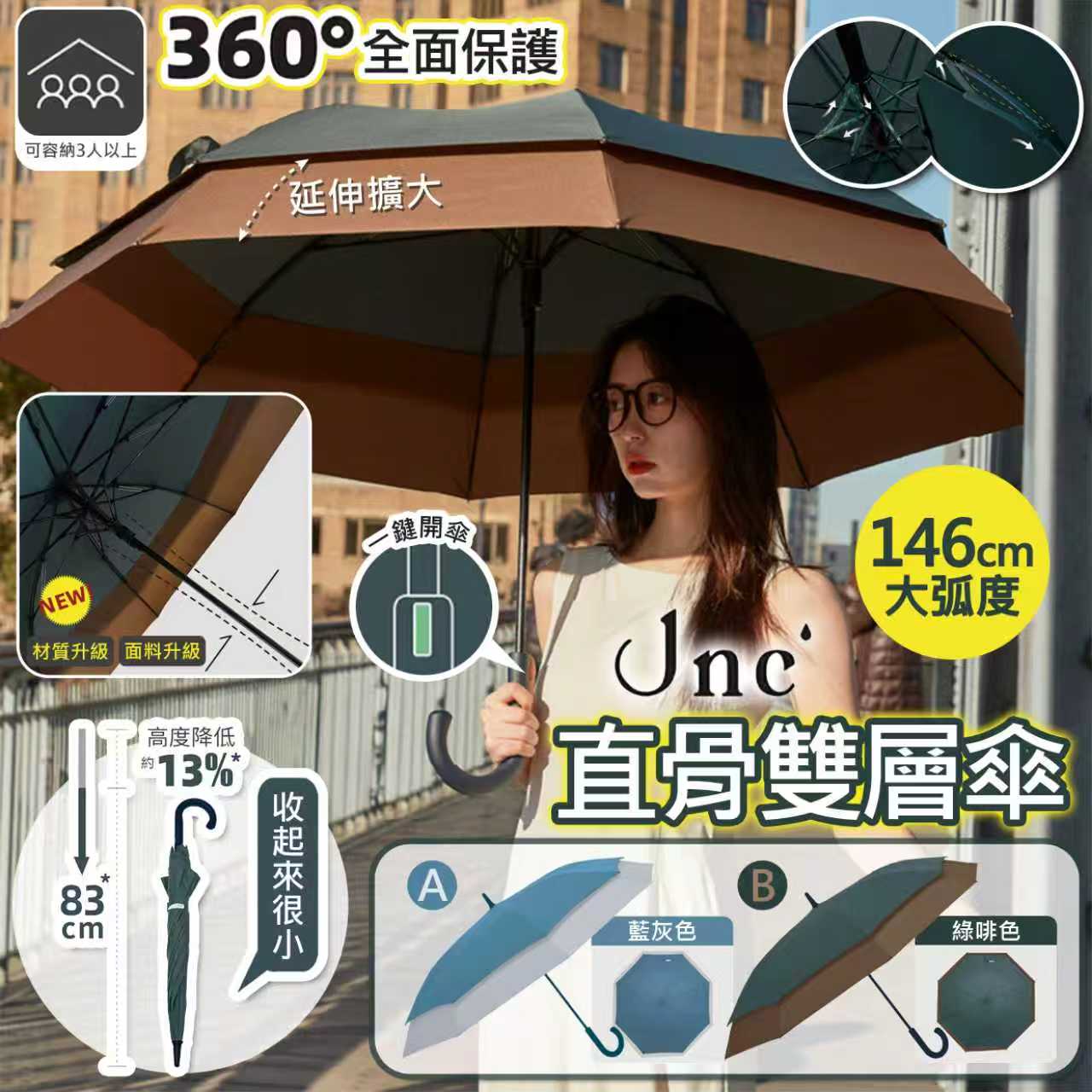 【24小時網站自助下單】2026年3月27日截🌸 🔥夠曬大把🔥JNC XXL直骨雙層傘 | 預訂約5月尾至6月初