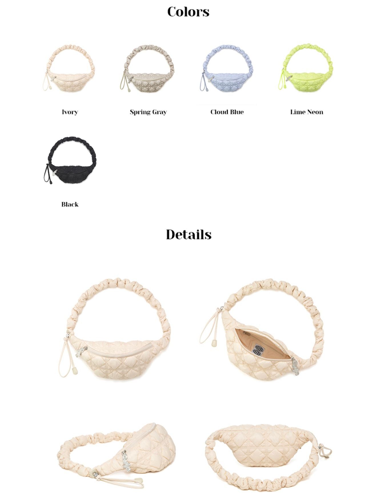 【24小時網站自助下單】2026年4月15日 售完即止截🌸超受歡迎🇰🇷韓國雲朵袋Carlyn 限時特價😍Cozy Fanny呢款男女孭都好有型呀好抵買呀133G好輕呀😍可側孭可斜孭🉐數量有限‼️售完即止‼️ | 預訂約3-4星期(自行備註顏色)