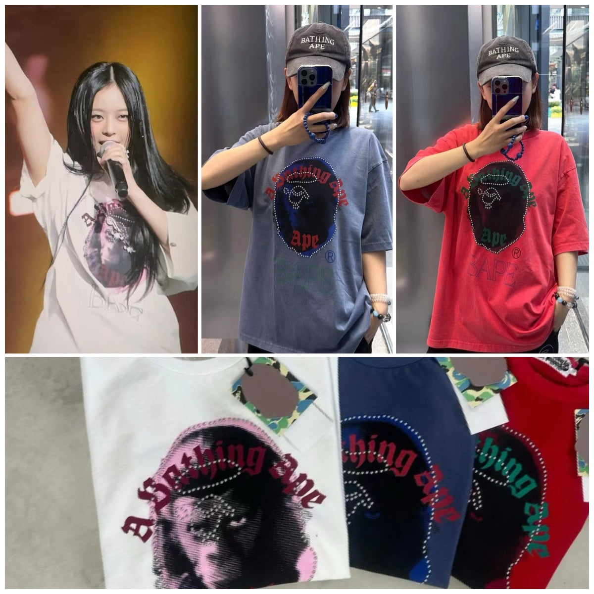 【24小時網站自助下單】❤️FQB6WJ03014 BAPE 猿人徽標特染釘飾圖案短袖Tee | 預訂約4-6星期