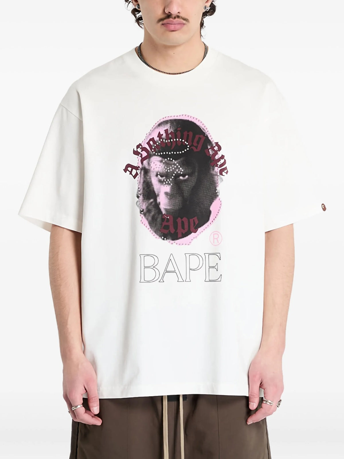 【24小時網站自助下單】❤️FQB6WJ03014 BAPE 猿人徽標特染釘飾圖案短袖Tee | 預訂約4-6星期