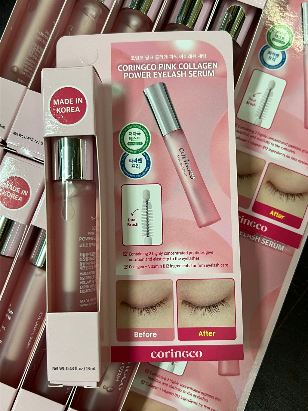 【24小時網站自助下單】現貨🌸韓國🇰🇷CORINGCO 粉色膠原蛋白+維生素B12睫毛精華液13ml | 落單後約3-5個工作天寄出