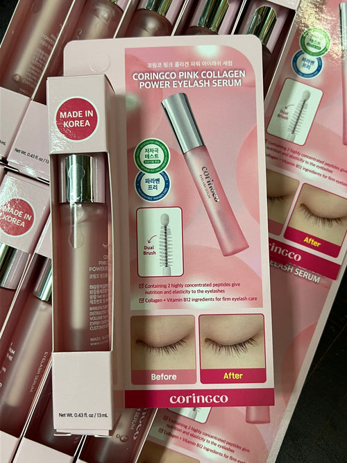 【24小時網站自助下單】現貨🌸韓國🇰🇷CORINGCO 粉色膠原蛋白+維生素B12睫毛精華液13ml | 落單後約3-5個工作天寄出 娉婷貿易公司 Exquisite Beauty Trading Company