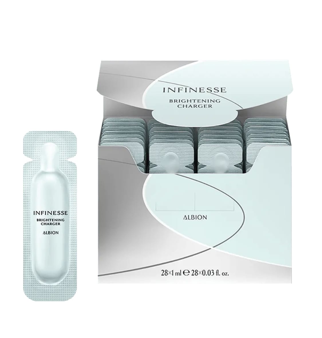 【24小時網站自助下單】供應商現貨🌸免稅正品 ALBION INFINESSE BRIGHT BRIGHTENING CHARGER 澳爾濱3D膠原瑩白高效緊緻安瓶28支x1ml | 預訂 逢星期一，三返倉執貨 其後約3-5個工作天寄出