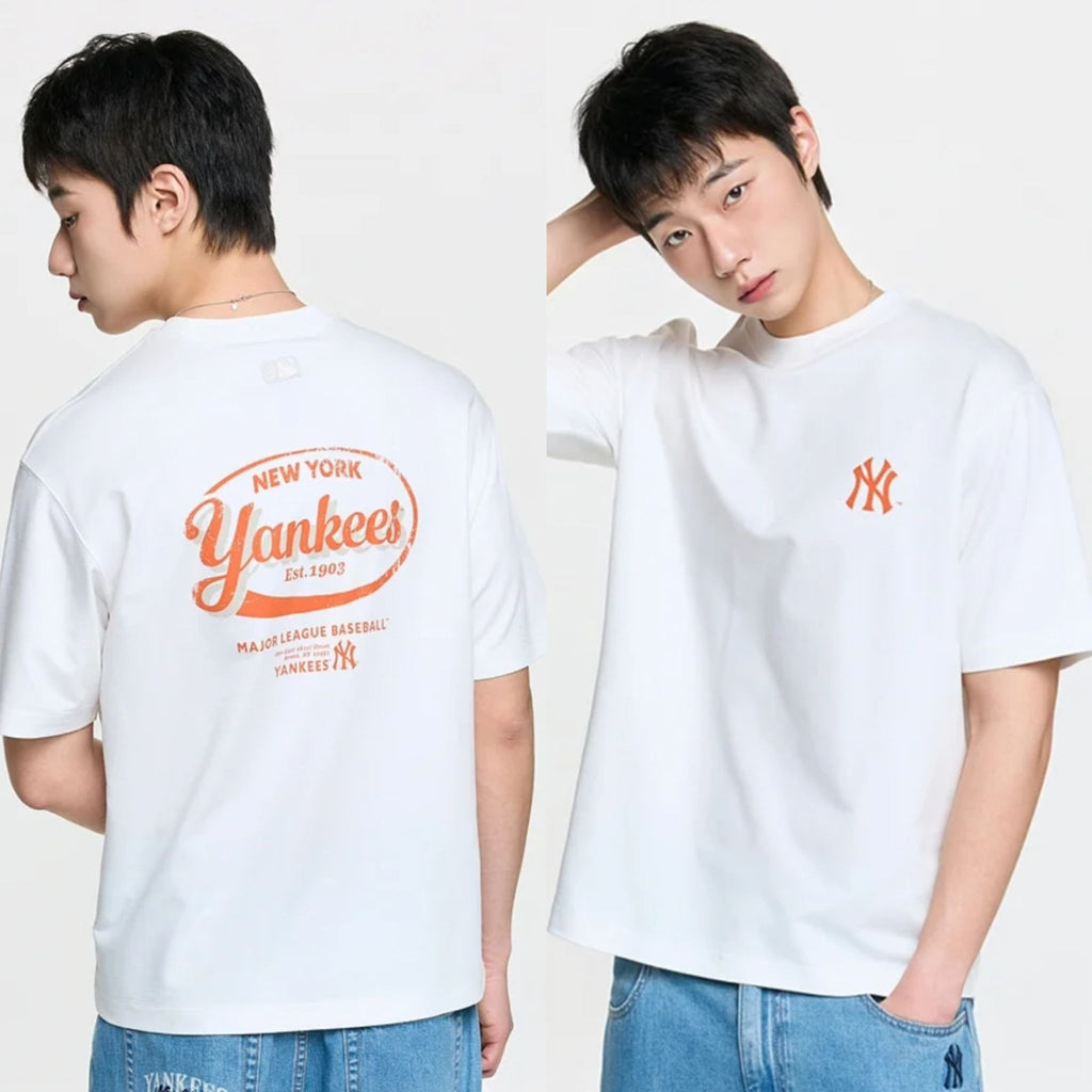 【24小時網站自助下單】🌸🆕2026年最新上市💛搶呀呀呀‼️ 韓國🇰🇷MLB 專門店 紐約洋基隊SIMPLE LOGO OVER FIT T-SHIRTS 3ATSV1263 | 預訂約3-4星期
