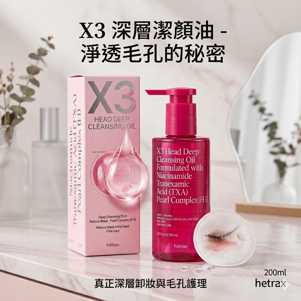 【24小時網站自助下單】現貨🌸Hetras X3 深層潔顏油 200ml —— 淨透毛孔與發光肌的秘密 | 落單後約3-5個工作天寄出