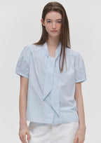 【24小時網站自助下單】🌸Marie Claire V-neck tie blouse (2colors) | 預訂約3-4星期