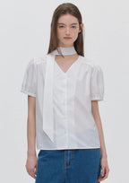 【24小時網站自助下單】🌸Marie Claire V-neck tie blouse (2colors) | 預訂約3-4星期