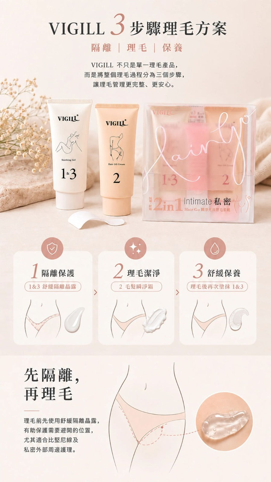 【24小時網站自助下單】🌸VIGILL 瞬淨光滑脫毛套裝 | 預訂約1-2星期
