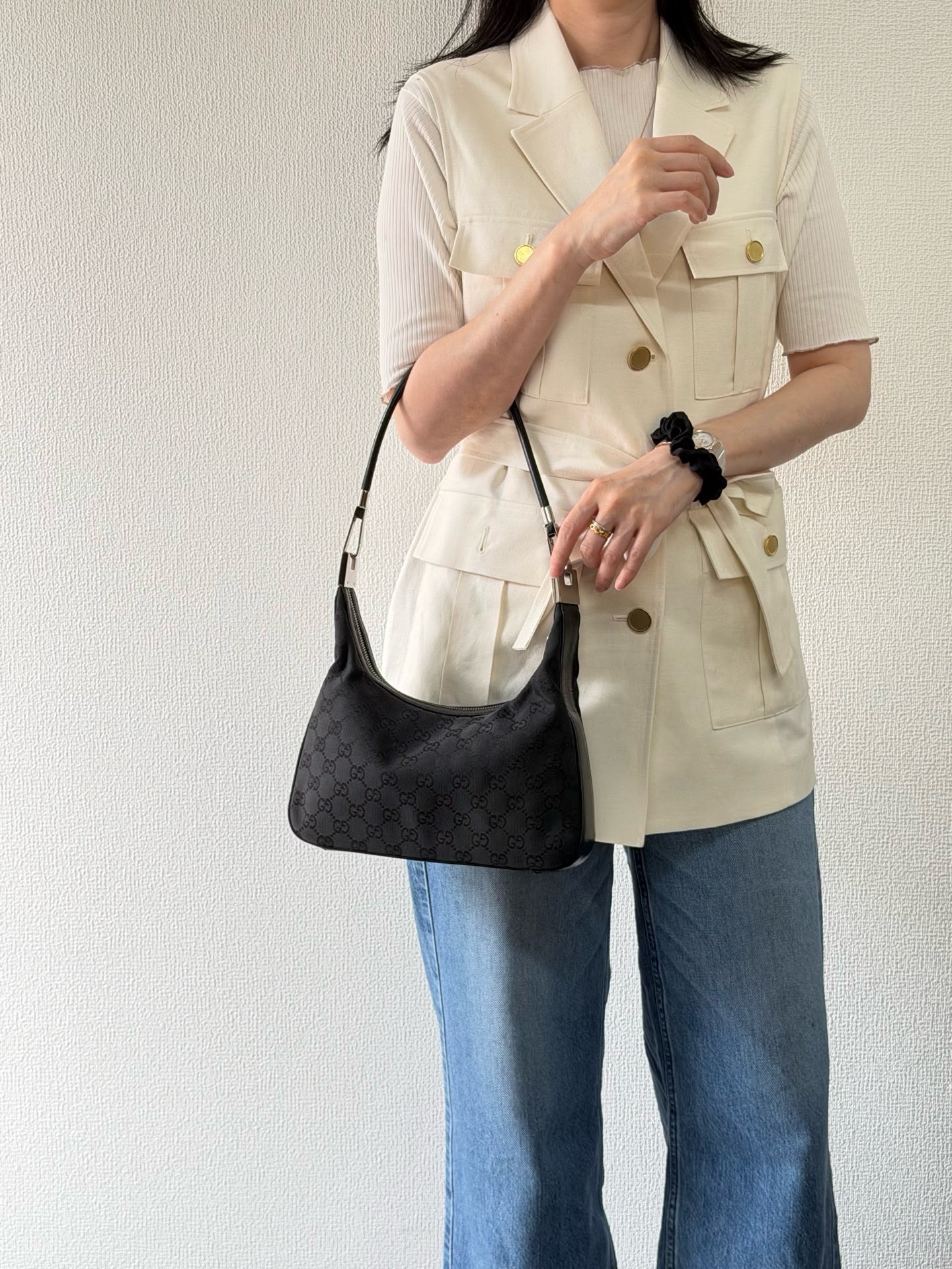 【24小時網站自助下單】🌸日本中古品代購 Gucci老花腋下hobo | 預訂約2-3星期