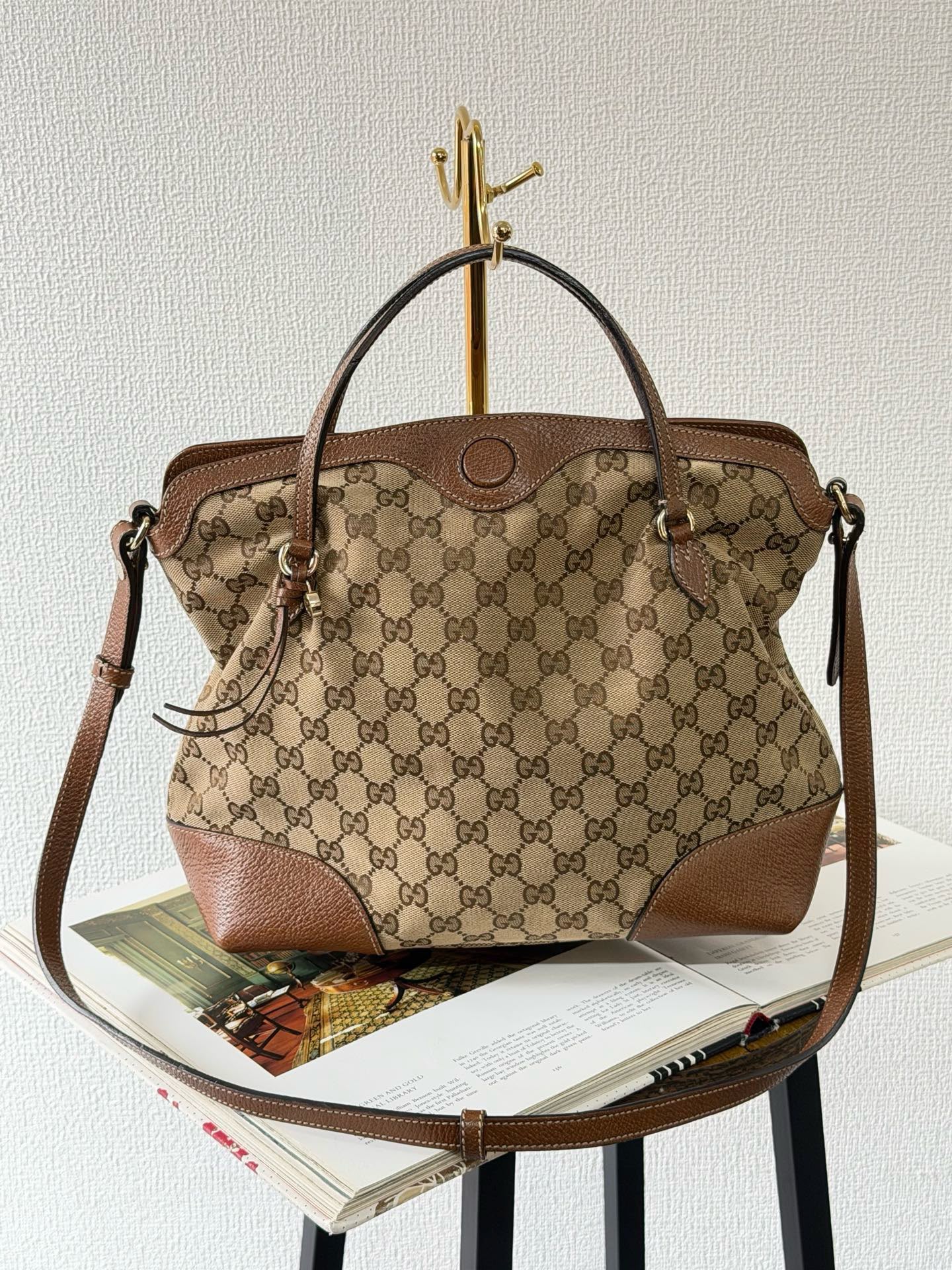 【24小時網站自助下單】🌸日本中古品代購 Gucci GG老花托特包 ➕肩帶 | 預訂約2-3星期