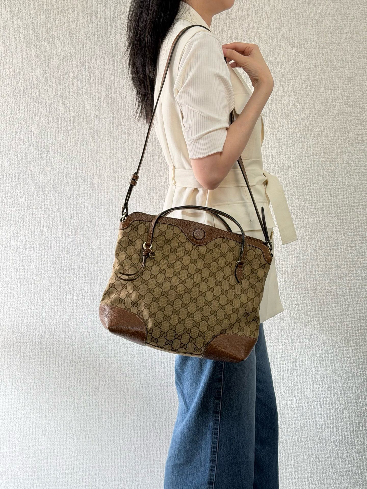 【24小時網站自助下單】🌸日本中古品代購 Gucci GG老花托特包 ➕肩帶 | 預訂約2-3星期