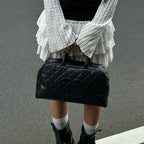 【24小時網站自助下單】🌸日本中古品代購 CHANEL 香奈兒黑金牛皮大logo手提保齡球大號 有標無卡8開 | 預訂約2-3星期