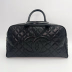 【24小時網站自助下單】🌸日本中古品代購 CHANEL 香奈兒黑金牛皮大logo手提保齡球大號 有標無卡8開 | 預訂約2-3星期