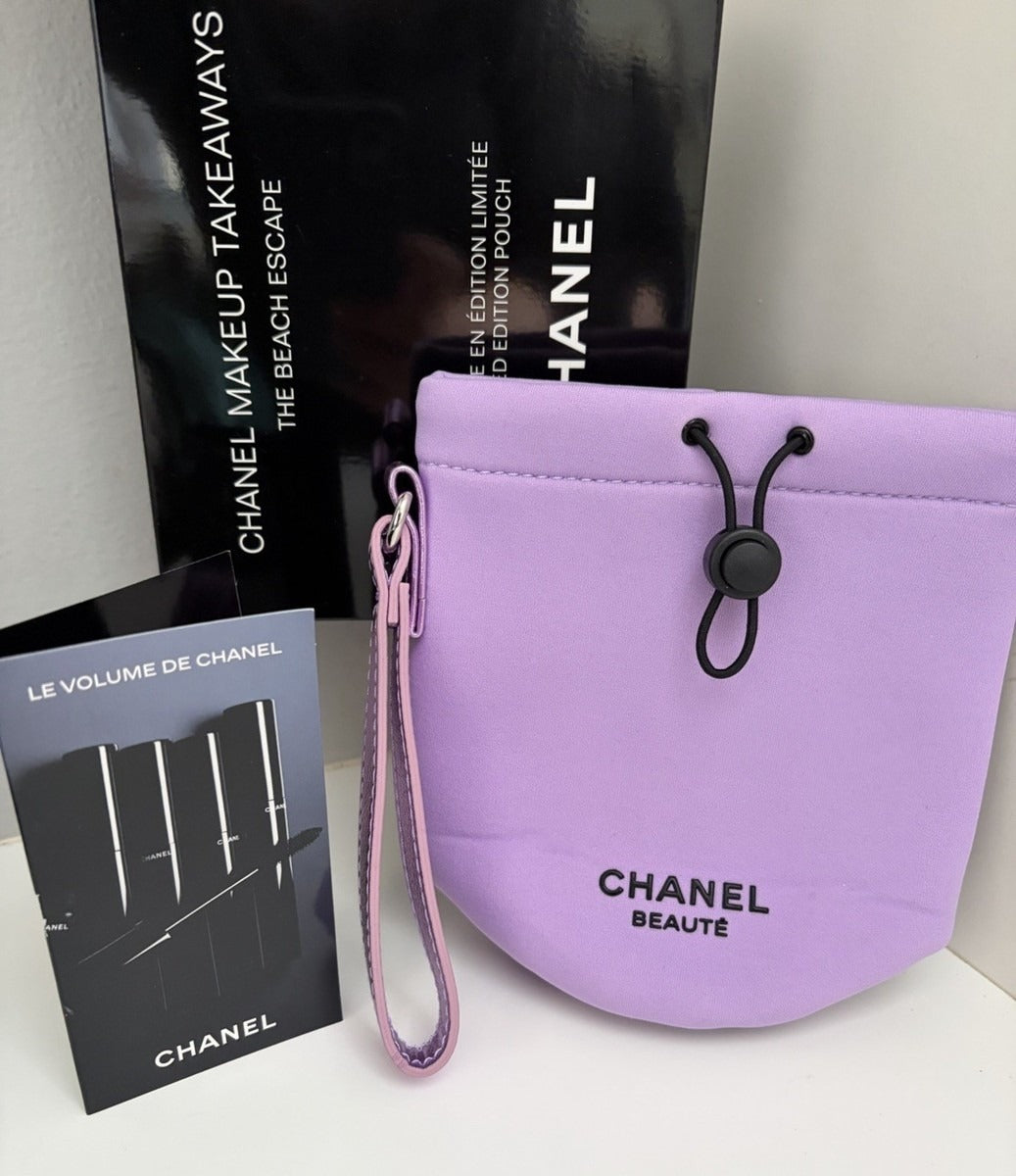 【24小時網站自助下單】🟡有400個(專櫃出貨)🟡紫粉要留意😍😍😍🌸CHANEL 紫色束口水桶化妝包(專櫃) | 預訂約8月初至中