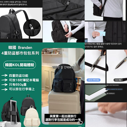 【24小時網站自助下單】2026年7月25日截🌸‼️突發特價‼️好抵買呀‼️超hit🔥韓國Branden🇰🇷4重防盜爆款包包系列 背囊 BRN0077 | 預訂約3-4星期 娉婷貿易公司 Exquisite Beauty Trading Company