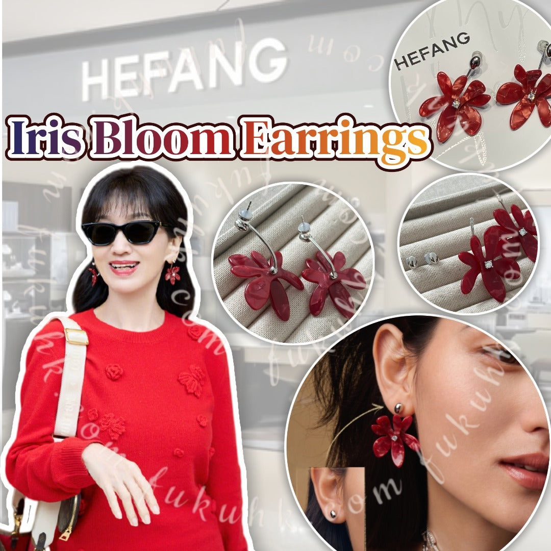 【24小時網站自助下單】🌸HEFANG Iris Bloom Earrings 綻放紅鳶尾耳環 | 預訂約1-2星期 娉婷貿易公司 Exquisite Beauty Trading Company