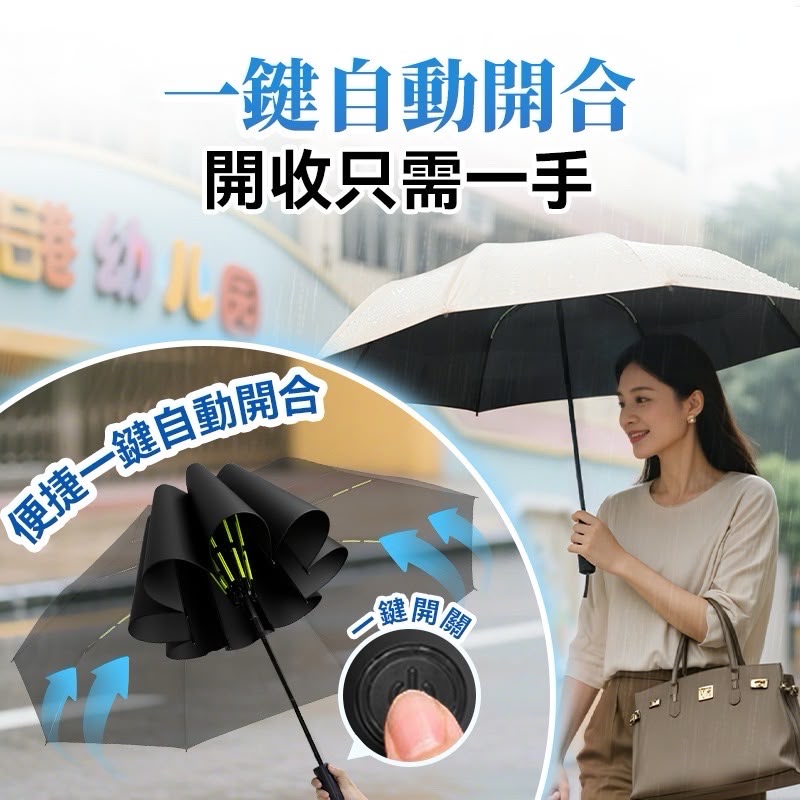 【24小時網站自助下單】🌸新品上市⭐日本Yohome 單手智助自動開合防回彈一甩免疊防滴水抗風快收捷便晴雨傘 | 預訂約1-2星期 娉婷貿易公司 Exquisite Beauty Trading Company