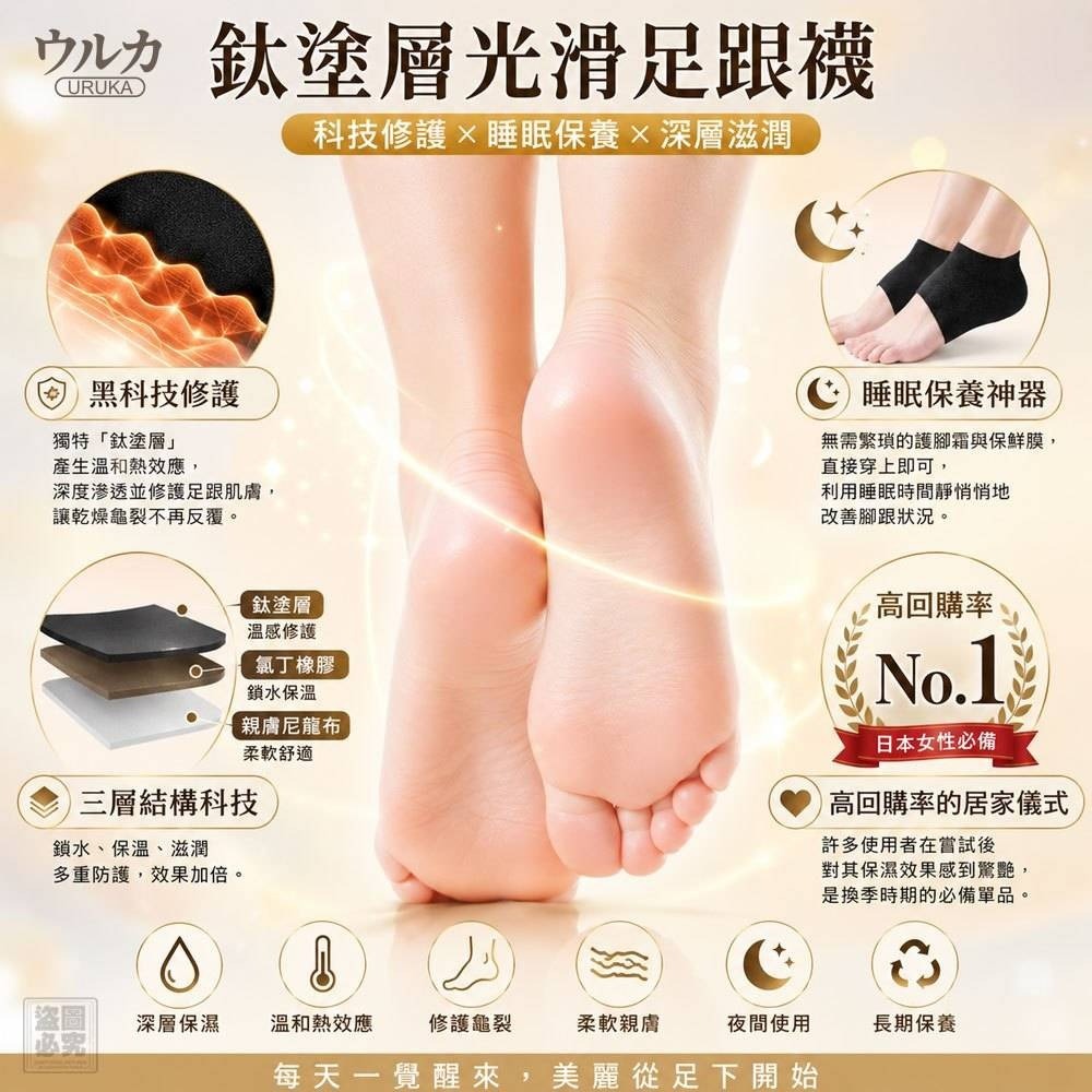 【24小時網站自助下單】2026年8月16日截🌸ウルカ鈦塗層光滑足跟襪(一對) | 預訂約10月尾至11月初 娉婷貿易公司 Exquisite Beauty Trading Company