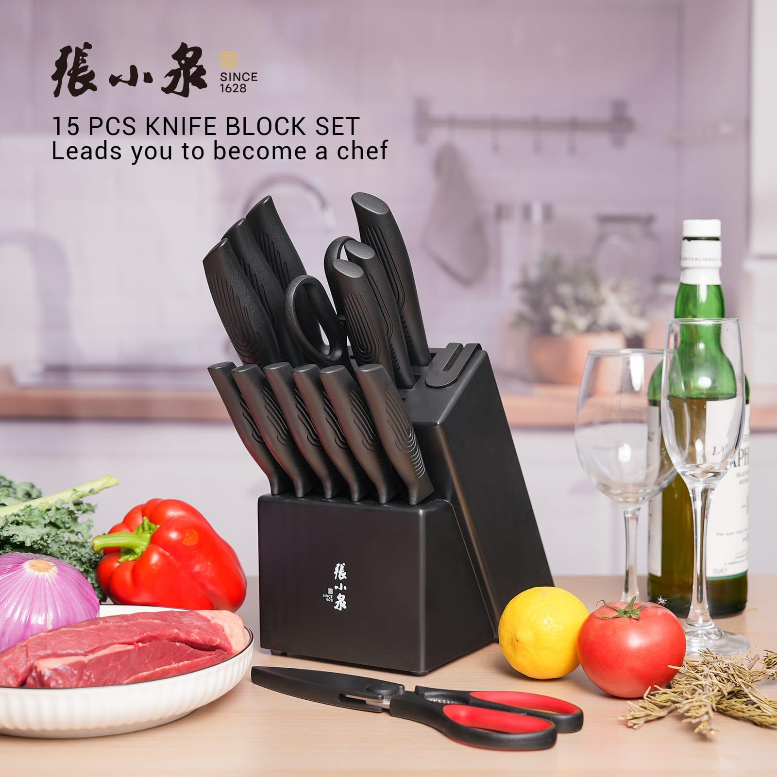 【24小時網站自助下單】供應商現貨 有4套🌸百年品牌張小泉 Master-A系列塑柄刀具15件套黑色📣限量100套‼️‼️ | 落單後約3-5個工作天寄出 娉婷貿易公司 Exquisite Beauty Trading Company