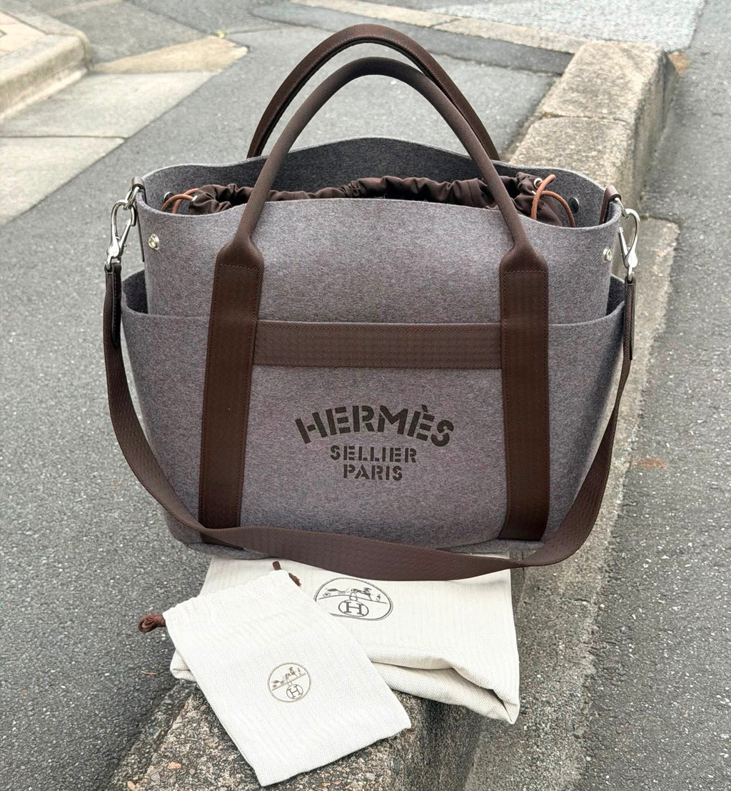 【24小時網站自助下單】【日本中古品代購】🌸愛馬仕HERMES灰咖GROOM帆布毛呢馬術包 | 預訂約2-3星期 娉婷貿易公司 Exquisite Beauty Trading Company