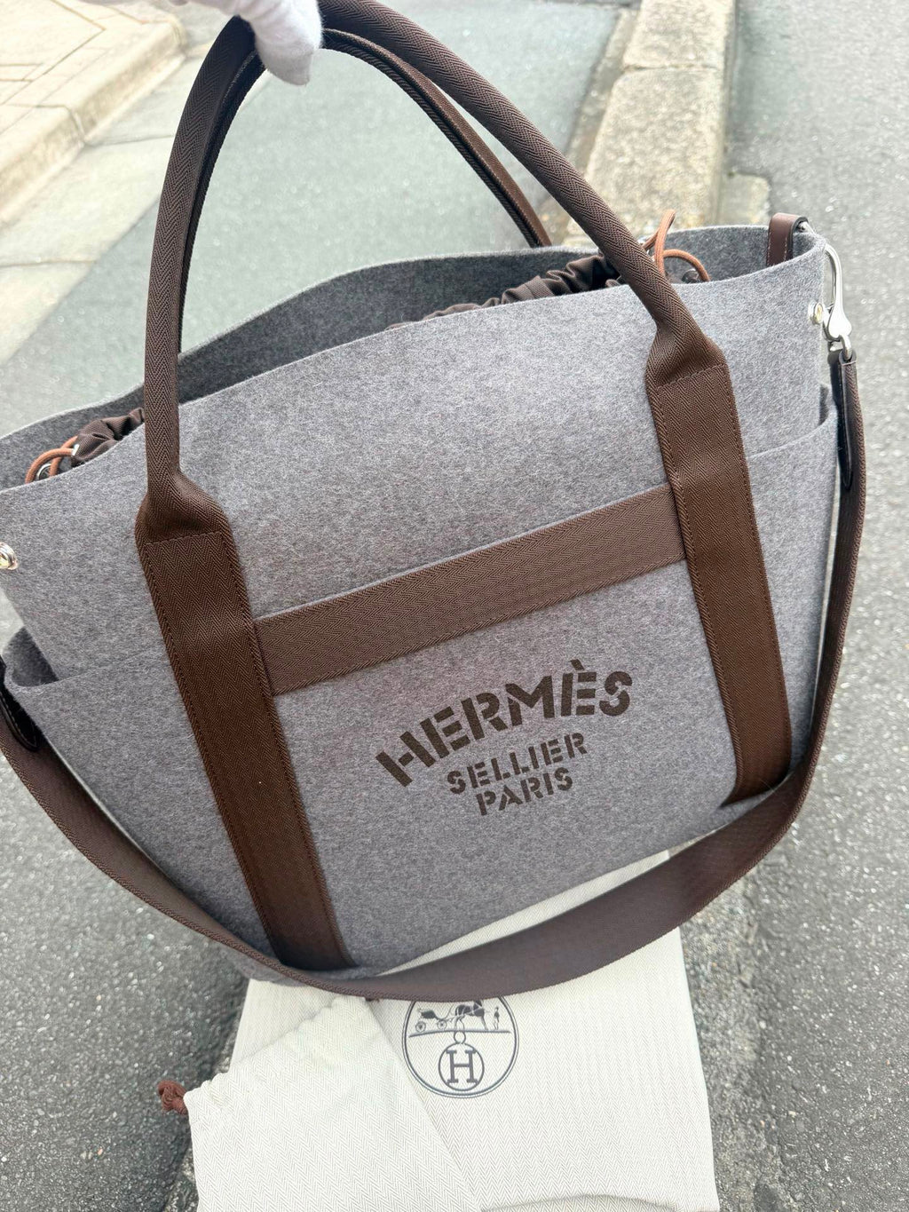 【24小時網站自助下單】【日本中古品代購】🌸愛馬仕HERMES灰咖GROOM帆布毛呢馬術包 | 預訂約2-3星期 娉婷貿易公司 Exquisite Beauty Trading Company