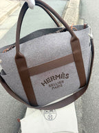 【24小時網站自助下單】【日本中古品代購】🌸愛馬仕HERMES灰咖GROOM帆布毛呢馬術包 | 預訂約2-3星期 娉婷貿易公司 Exquisite Beauty Trading Company