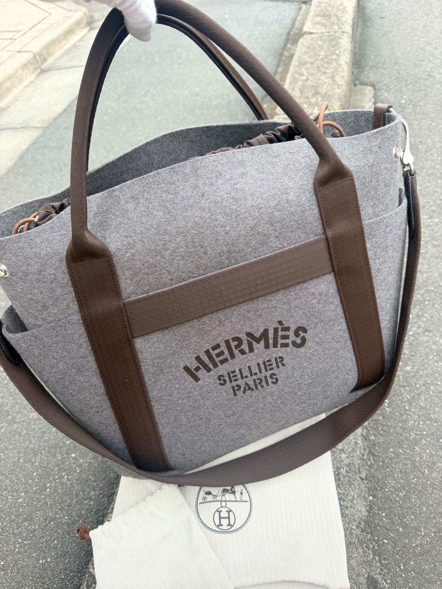 【24小時網站自助下單】【日本中古品代購】🌸愛馬仕HERMES灰咖GROOM帆布毛呢馬術包 | 預訂約2-3星期 娉婷貿易公司 Exquisite Beauty Trading Company