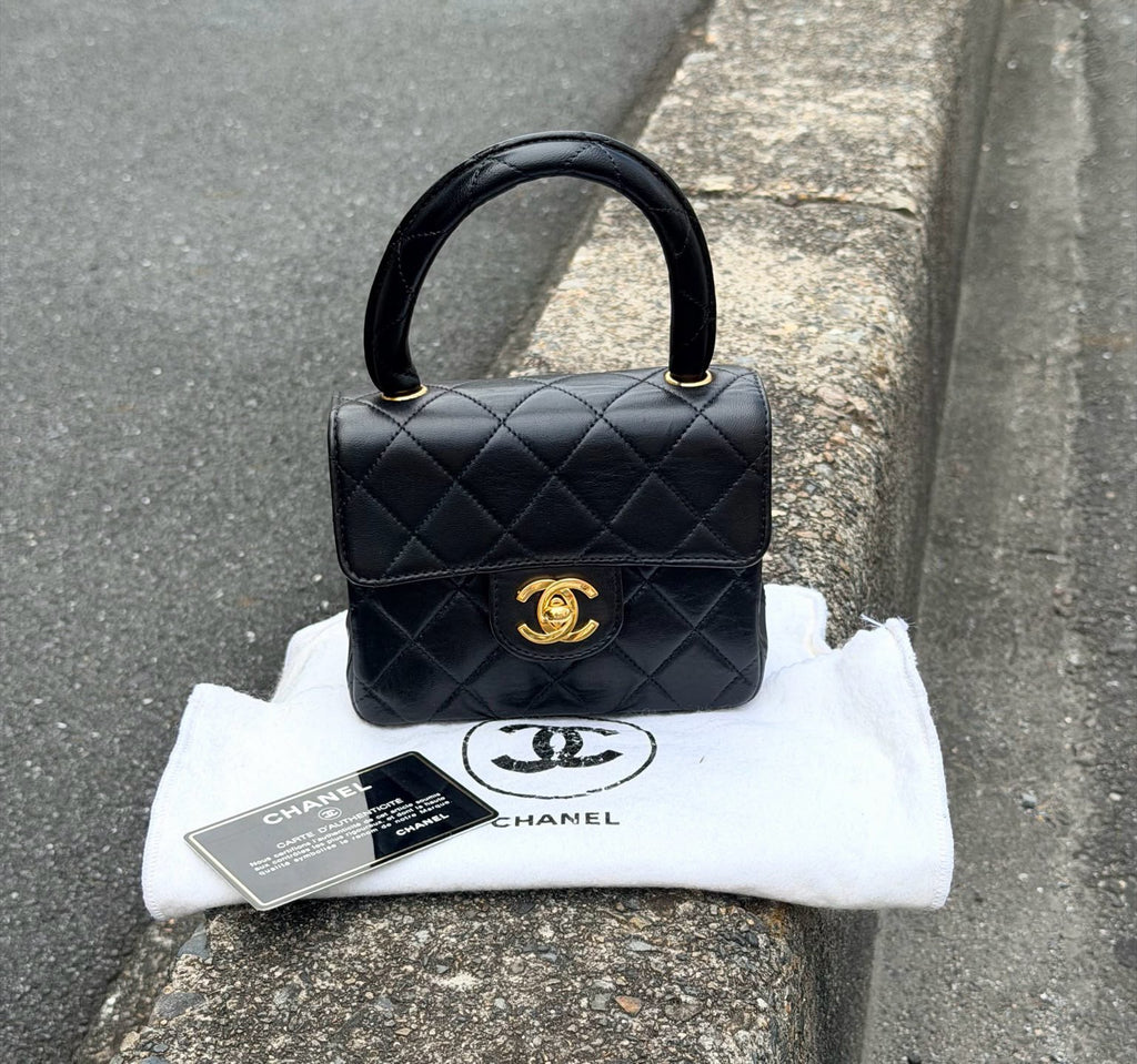 【24小時網站自助下單】【日本中古品代購】🌸CHANEL羊皮黑金MINI CF子包手拎包 | 預訂約2-3星期 娉婷貿易公司 Exquisite Beauty Trading Company