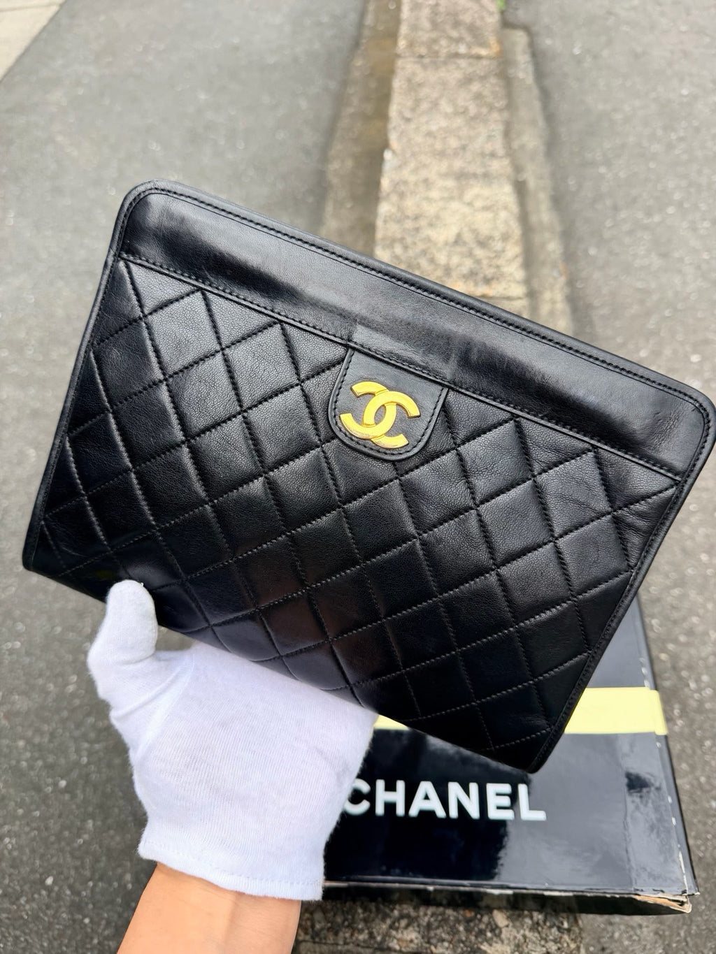 【24小時網站自助下單】【日本中古品代購】🌸CHANEL羊皮黑金雙C菱格復古手包 | 預訂約2-3星期 娉婷貿易公司 Exquisite Beauty Trading Company