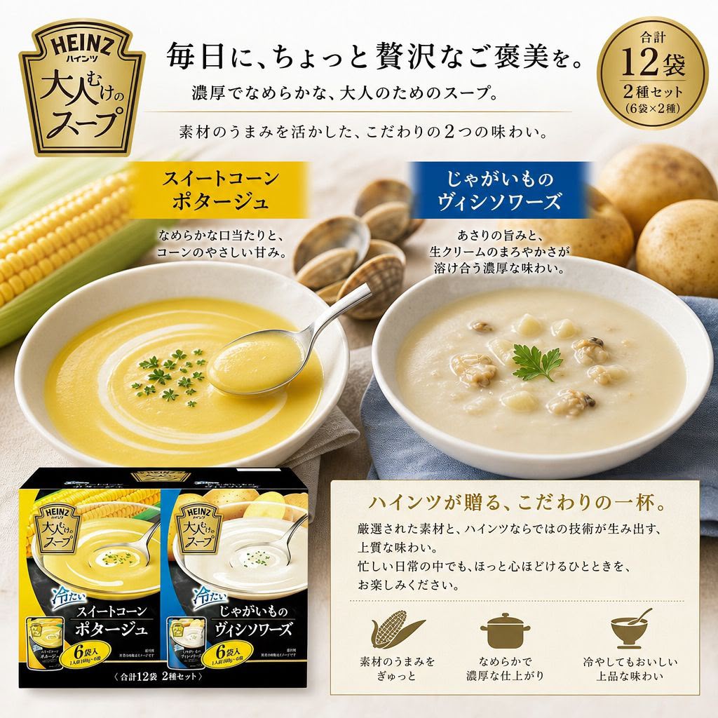 【24小時網站自助下單】2026年9月12日18:00截🌸日本Costco 亨氏成人湯品什錦裝（6袋 x 2種口味） | 預訂約10月初至中 娉婷貿易公司 Exquisite Beauty Trading Company