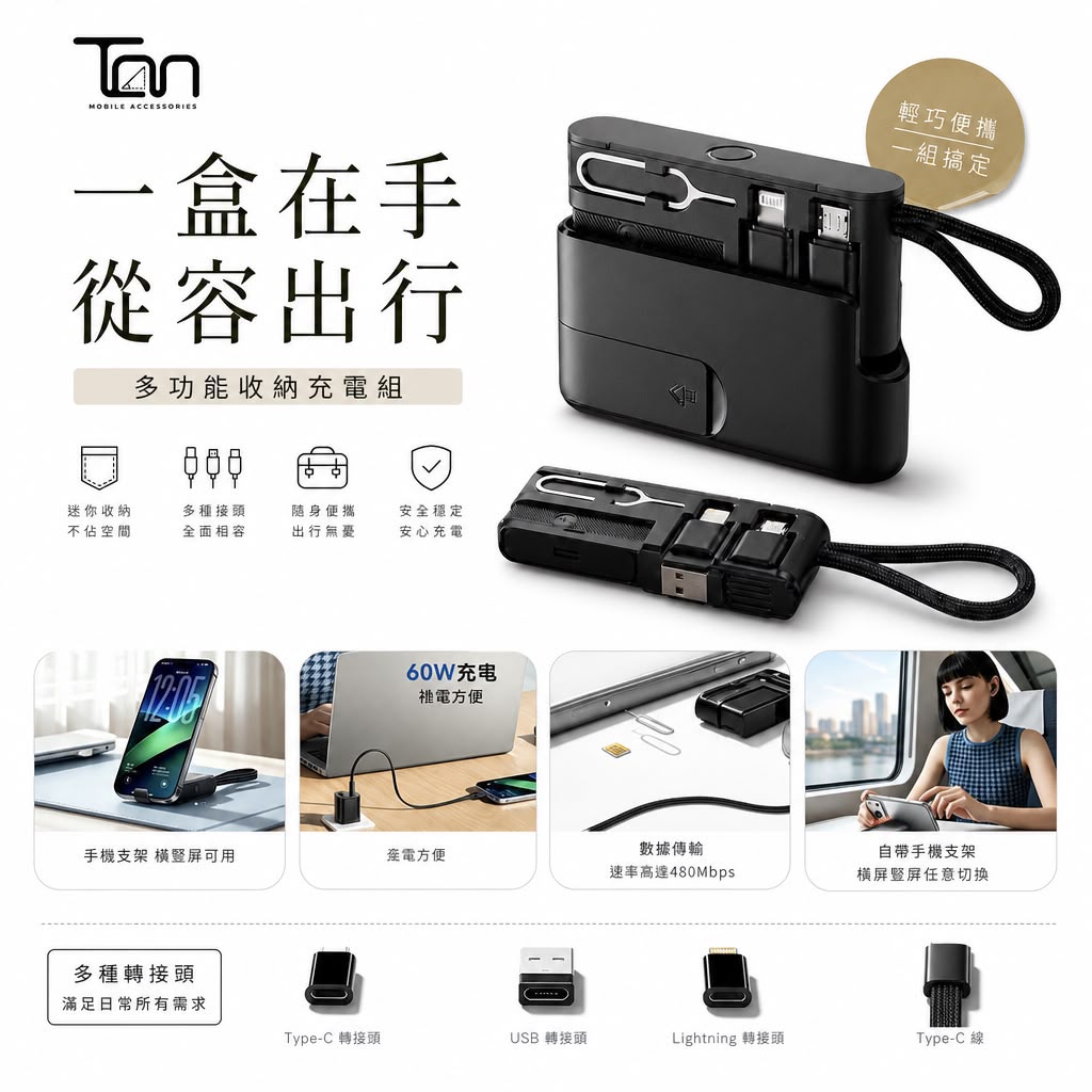 【24小時網站自助下單】 2026年9月24日截🌸香港🇭🇰品牌 *輕巧收納，旅行更方便*🟡Tan M10多功能收納充電旅行套裝🟡| 預訂約10月尾至11月初 娉婷貿易公司 Exquisite Beauty Trading Company