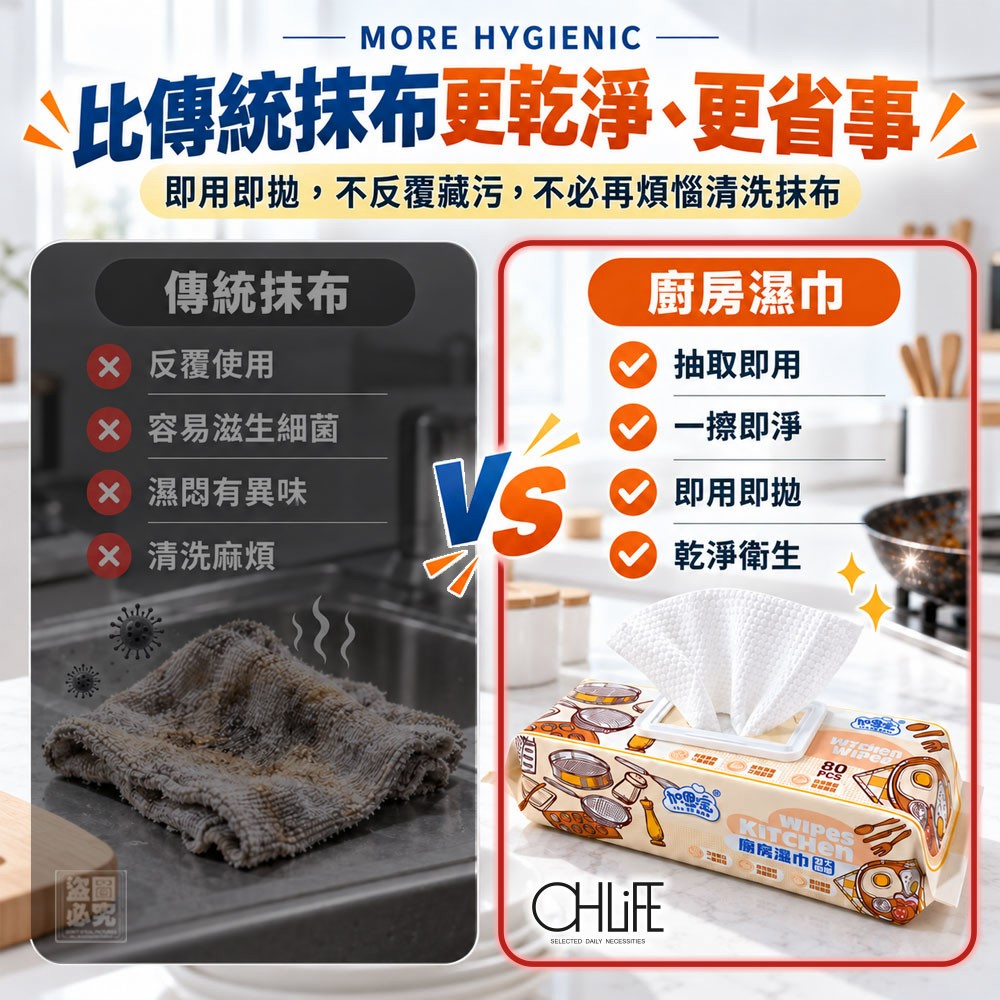 【24小時網站自助下單】2026年9月25日截🌸🟡OHLIFE-巨無霸 擦即淨廚房濕巾*2包組🟡 | 預訂約11月尾至12月初 娉婷貿易公司 Exquisite Beauty Trading Company