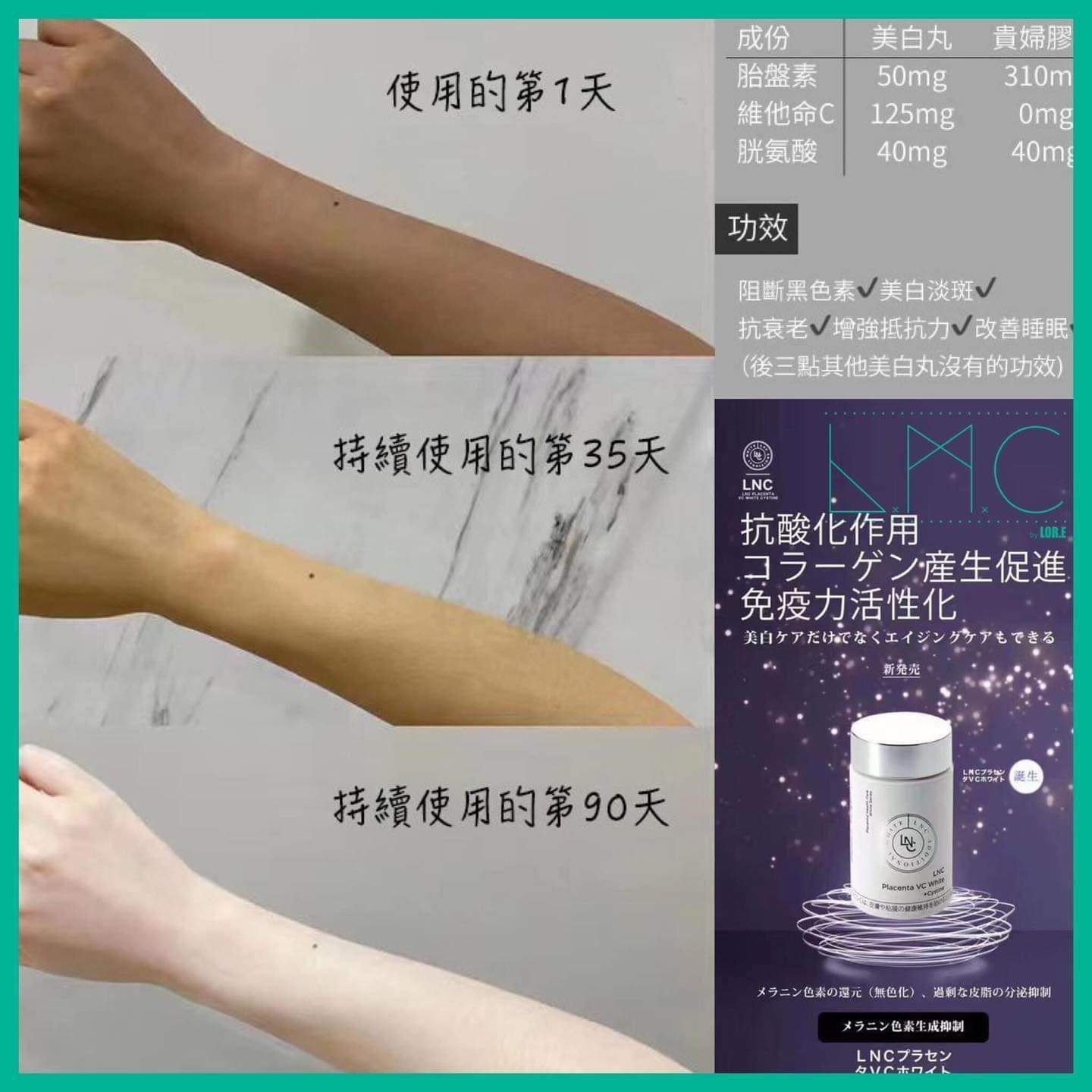 供應商現貨🌸LNC Placenta VC White 胎盤素精華美白丸 (行貨) | 落單後約3-5個工作天寄出 娉婷貿易公司 Exquisite Beauty Trading Company