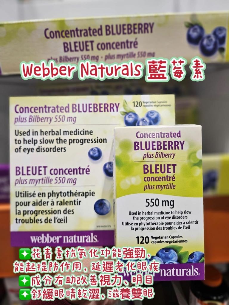 3/12截🌸Webber Naturals 藍莓濃縮精華液膠囊 120粒裝 | 預訂約1月尾至2月初