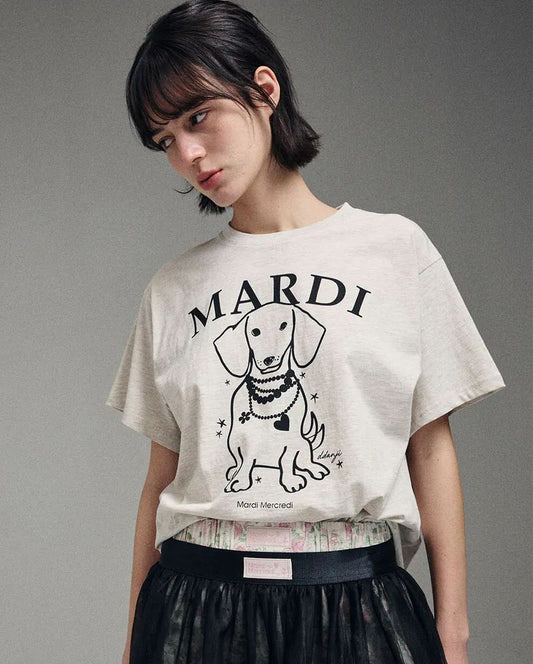 限量🌸韓國直送~~MARDI MERCREDI SWING THE TAIL DDANJI PEARL NECKLACE TEE | 預訂約4月中至尾