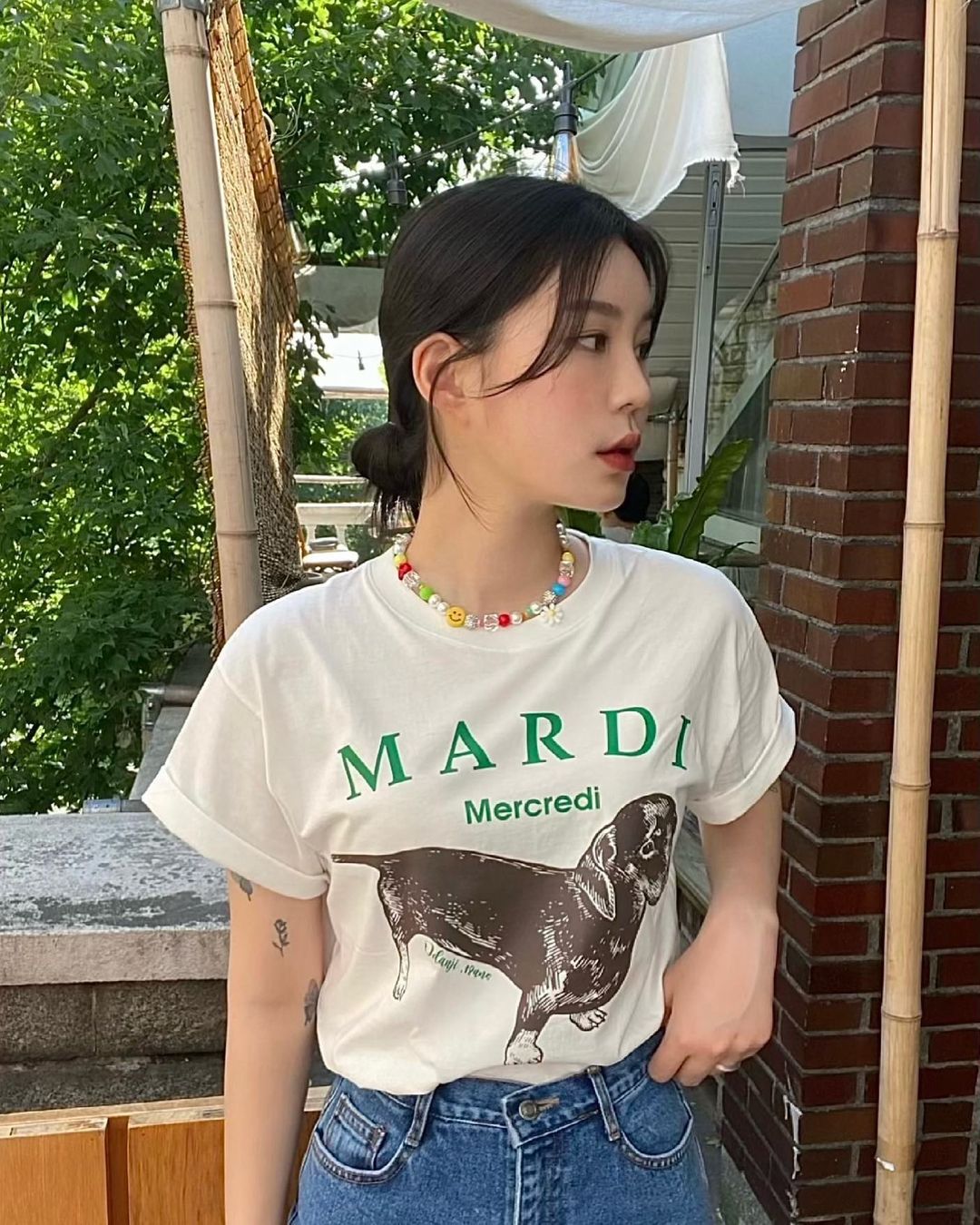 限量🌸韓國直送~~MARDI MERCREDI DOG GREEN WHITE TSHIRT | 預訂約4月中至尾