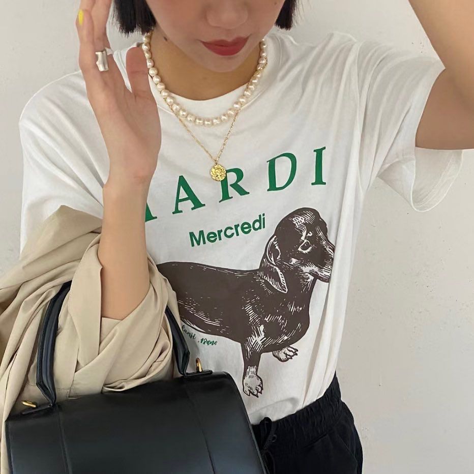 限量🌸韓國直送~~MARDI MERCREDI DOG GREEN WHITE TSHIRT | 預訂約4月中至尾