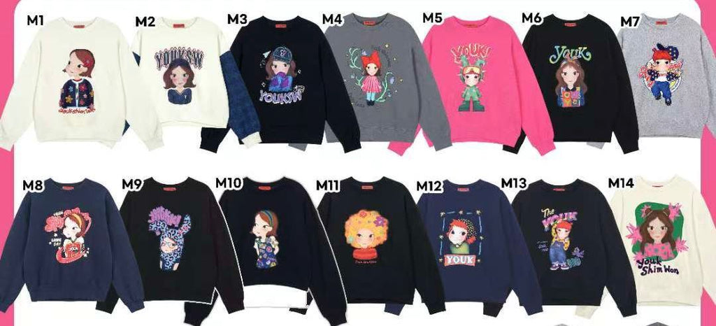 30/10截🌸‼️數量有限‼️售完即止‼️YOUKSHIMWON 陸心媛專門店/免稅店‼️YOUKSHIMWON 陸心媛10月半價款又嚟啦‼️ 最抵買系列🈹💕2025年最新款長袖衛衣💕M1-M14，M30-M32 | 預訂約3-4星期