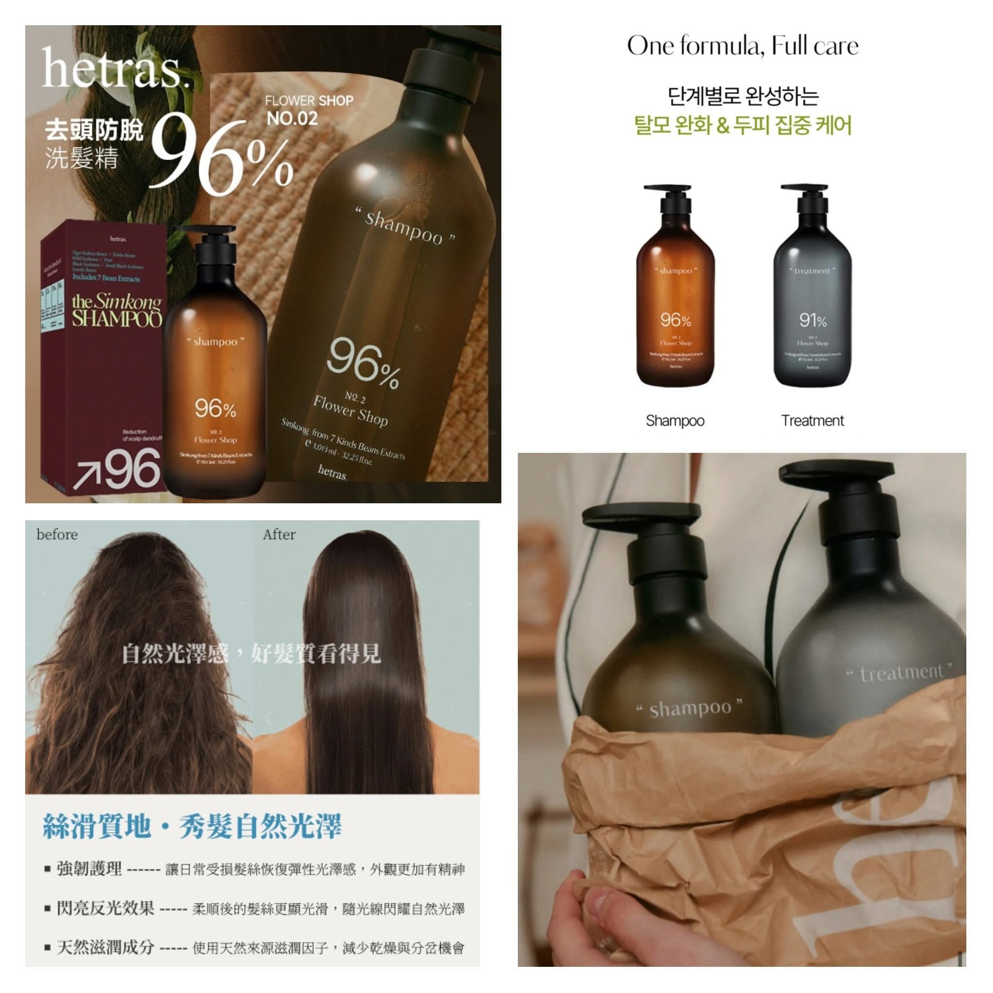 【24小時網站自助下單】現貨🌸韓國HETRAS 96%去頭皮屑防脫洗頭水/護髮素系列1013ml💆♀️ | 落單後約3-5個工作天寄出
