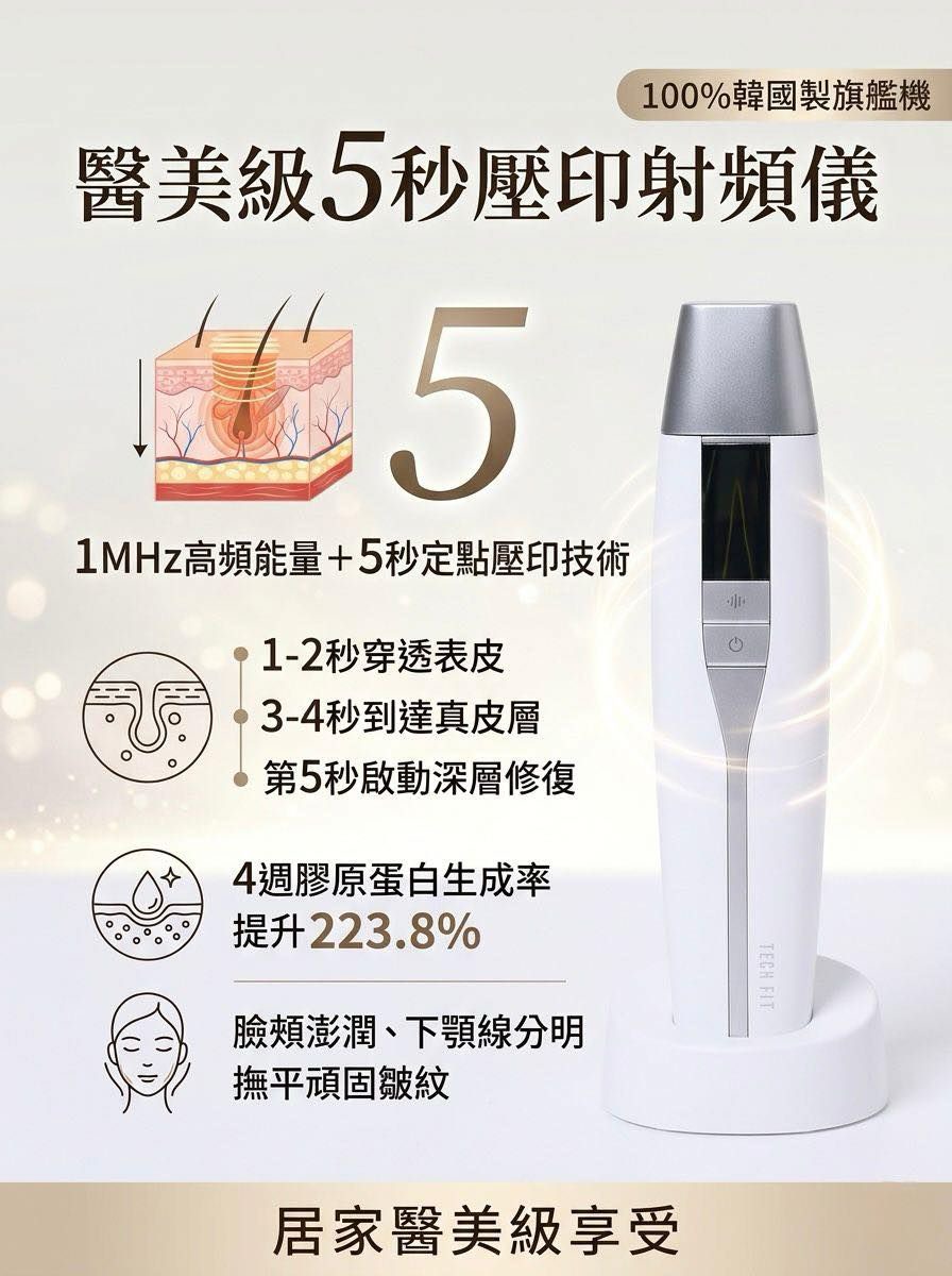 【24小時網站自助下單】🌸5秒壓印射頻儀 (送 爆水PDRN超導修復精華凝膠*3支) 包一年保養不包人為損壞及自然耗損 | 預訂約3-4星期