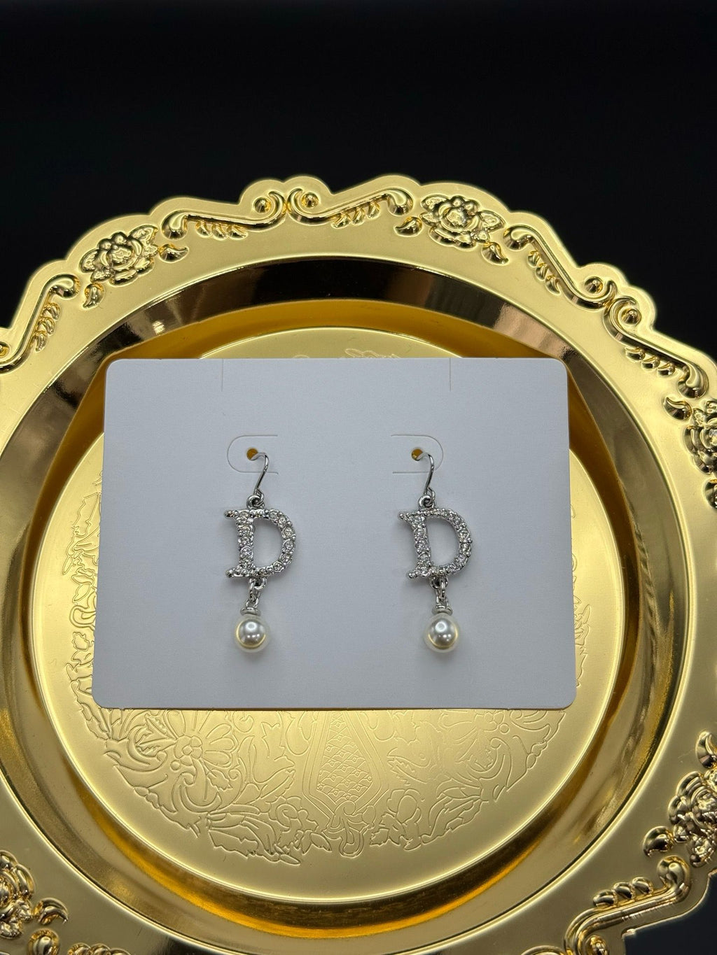 🌸日本中古品代購 Dior雙面鑲鑽大D珍珠耳墜 | 預訂約2-3星期