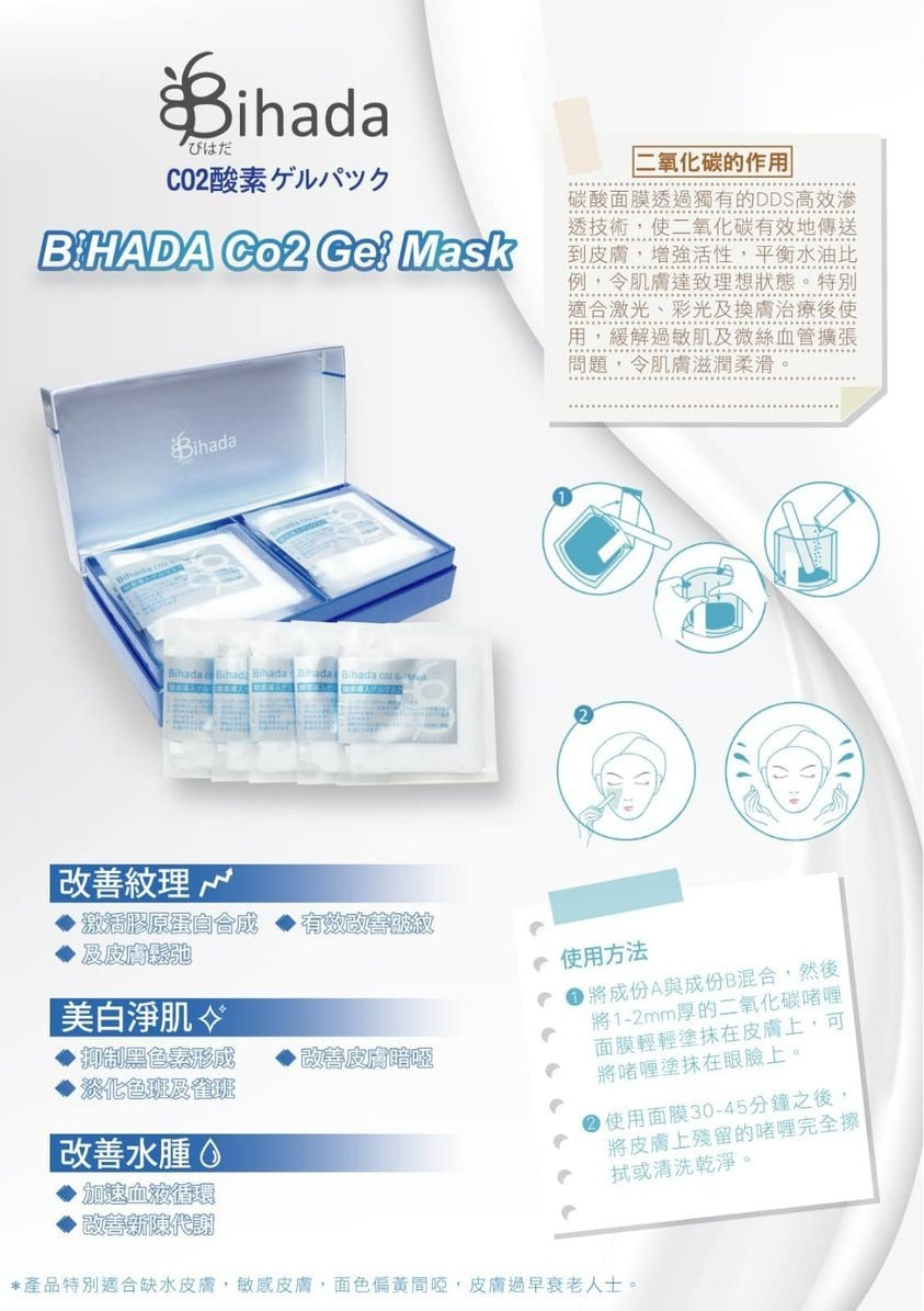 現貨🌸💞日本「BIHADA CO2 GEL MASK」碳酸面膜💞 （1盒10包） | 落單後約3-5個工作天寄出
