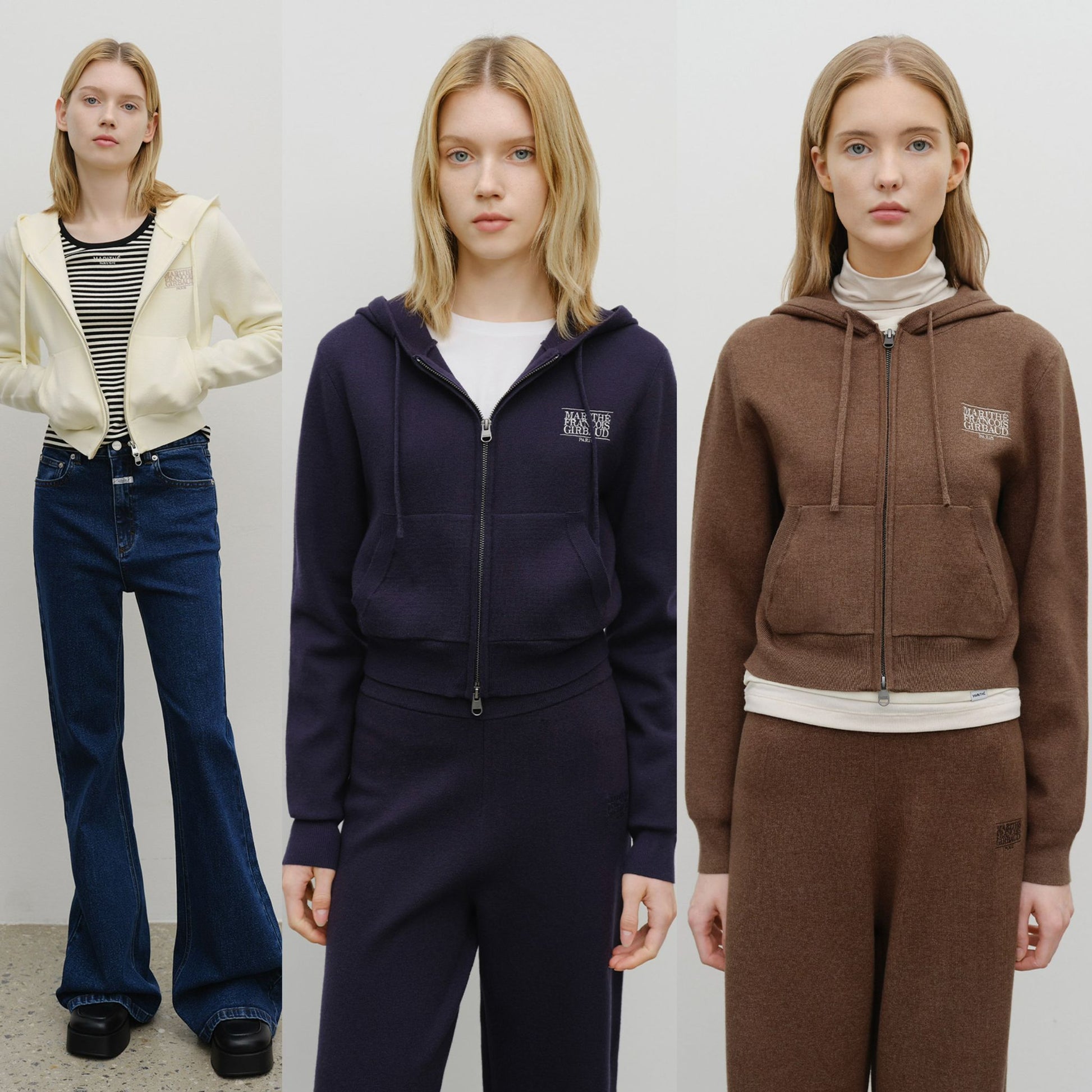 11月30日截🌸MARITHE FRANCOIS GIRBAUD 韓國專門店/免稅店 2025年秋冬W CLASSIC LOGO CROP KNIT HOODIE ZIPUP | 預訂約3-4星期