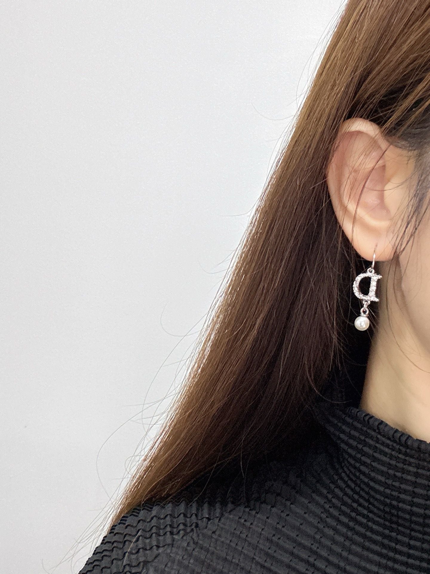 🌸日本中古品代購 Dior雙面鑲鑽大D珍珠耳墜 | 預訂約2-3星期