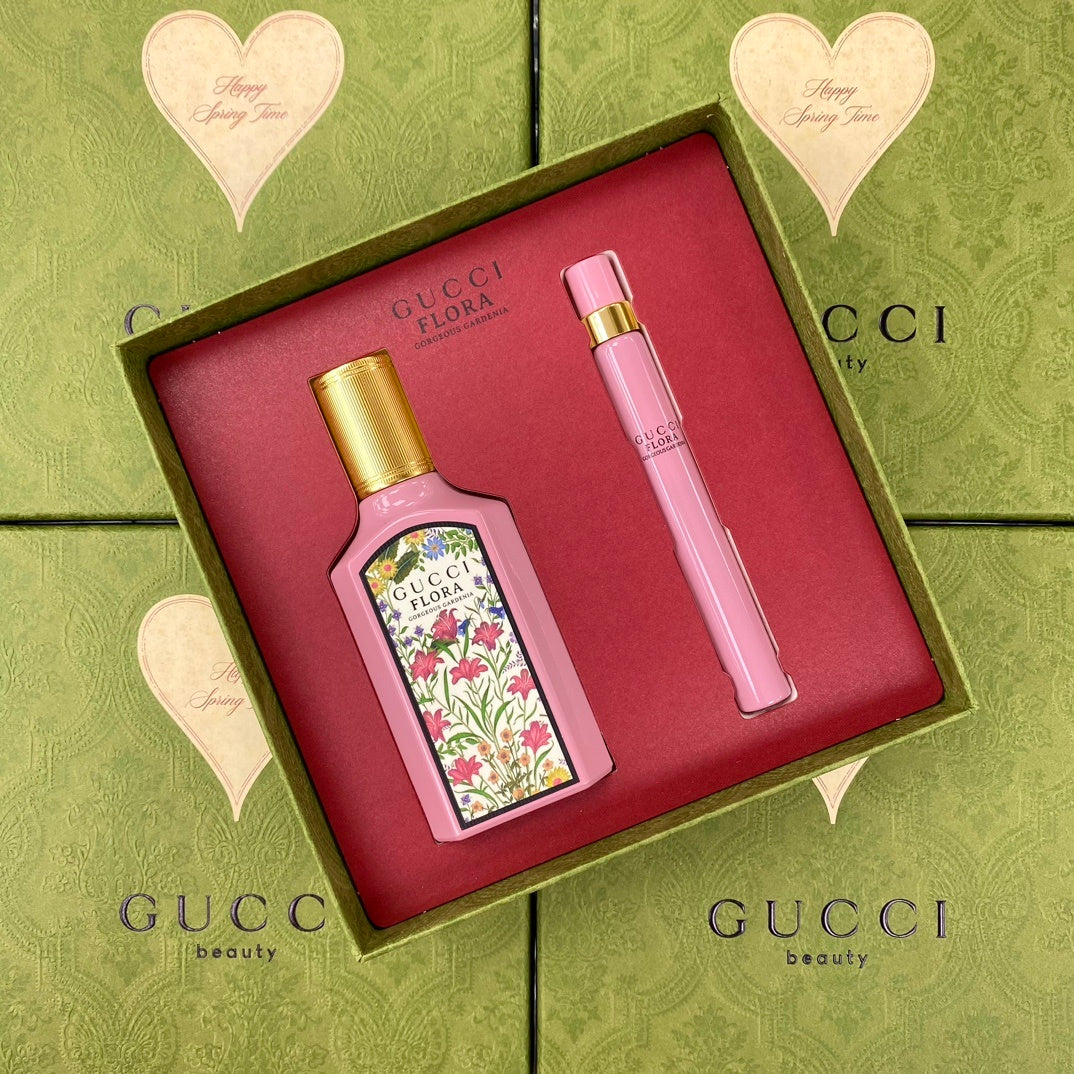 供應商現貨💫免稅正品 GUCCI FLORA GORGEOUS GARDENIA GIFT SET 古馳綺夢梔子花淡香精禮盒套裝(50ml+10ml帶噴頭) | 預訂 逢星期一，三返倉執貨 其後約3-5個工作天寄出