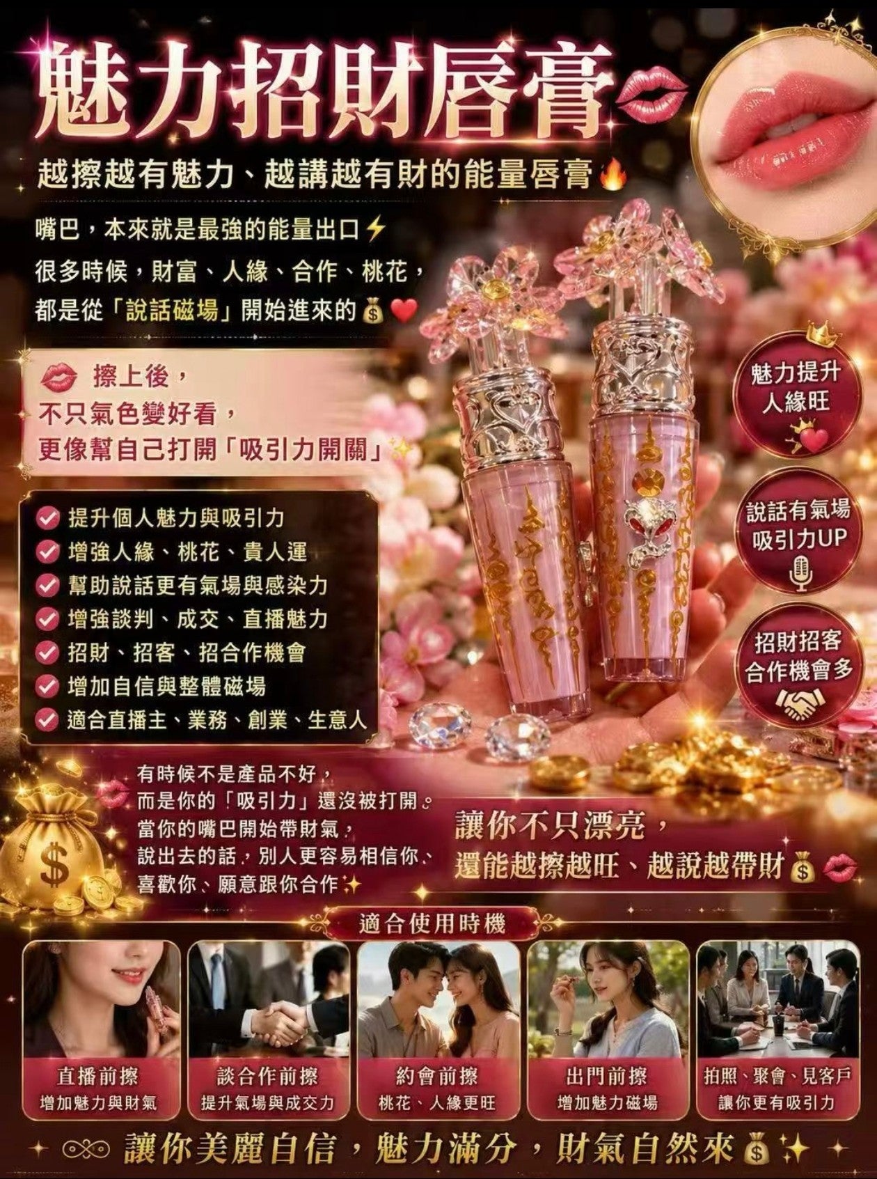 【24小時網站自助下單】♦️♦️師傅最後100支♦️♦️🌸💄💋「桃花魅力招財唇膏」💄💋【緊急通知🚨】魅力招財唇膏最後庫存！ | 預訂約2-3星期